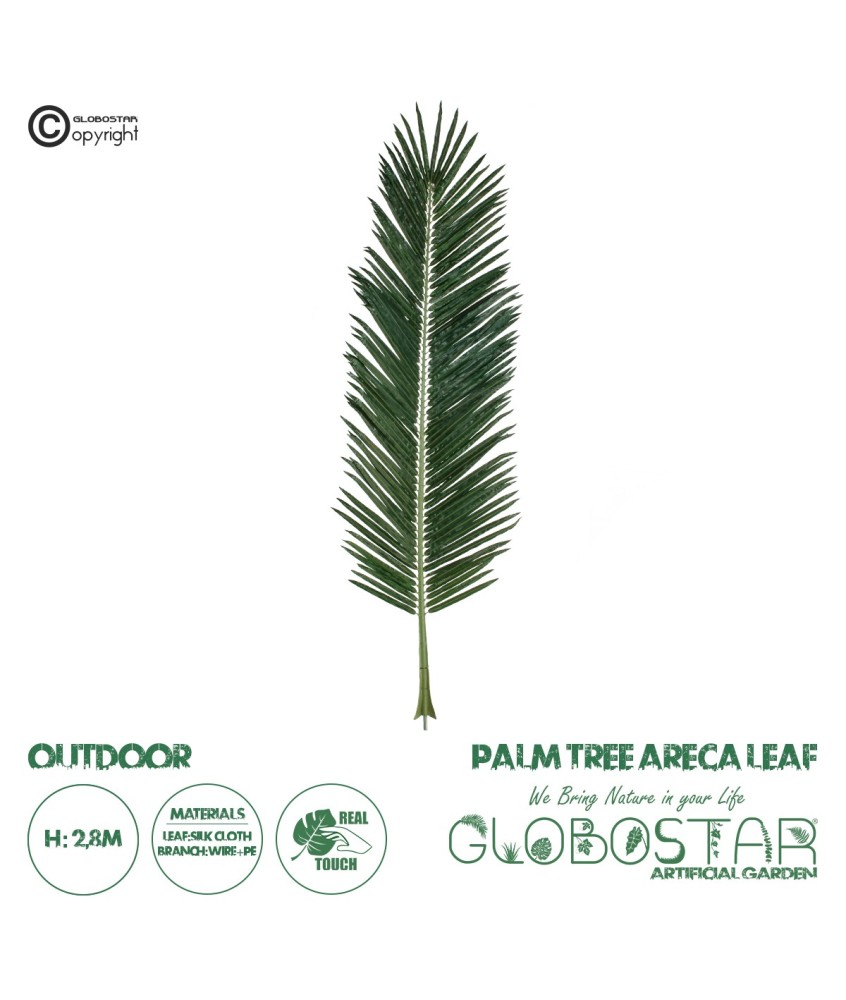 GloboStar® Artificial Garden ARECA PALM LEAF 20182 - Τεχνητό Διακοσμητικό Φύλο Φοινικόδεντρου Αρέκα Π95 x Υ280cm
